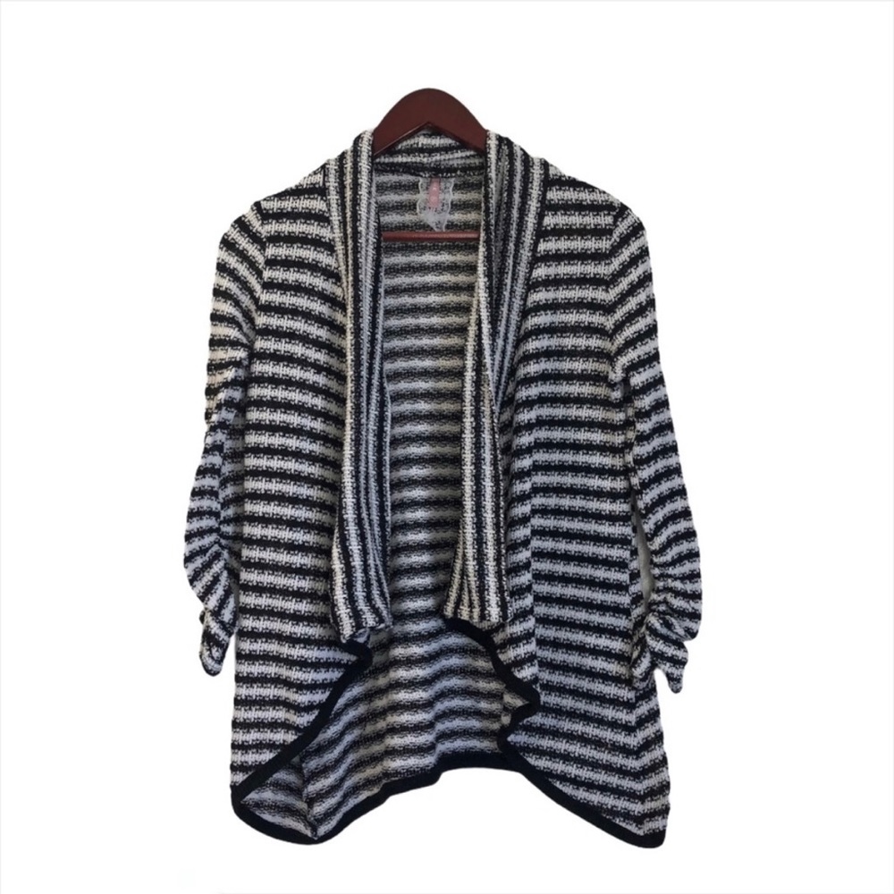 Mauve Black White Knit Long Sleeve Sweater